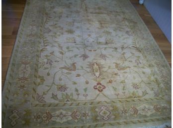 Large 9' X 6'3' Hand Knotted Area Rug - 100% Wool Pile - Made In India