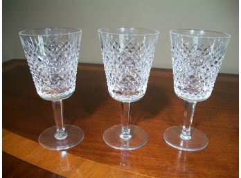 Set Of 3 Waterford Crystal Lismore Water / Wine Glasses (Larger)