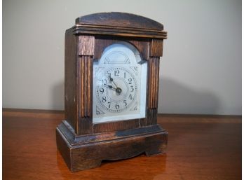 Beautiful Small Antique Oak Mantle Clock - German ?