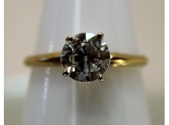 Stunning 1 Carat CZ & 10K Yellow Gold Ladies Engagement Ring-Size