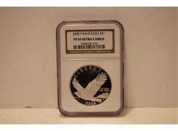 Graded PF69 United States 2008 P Bald Eagle $1 One Dollar Silver Liberty Coin