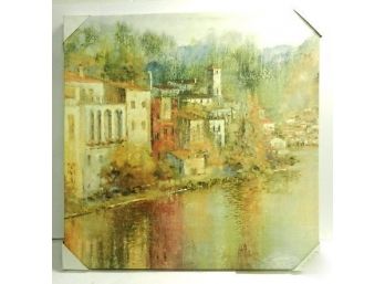 New Still Autumn City Riverfront Scene Canvas Print