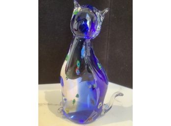 Blue And Clear Glass Cat Murano?