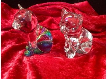 Glass Cat Lot Of 2