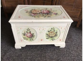 White Floral Blanket Chest