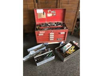 Large Tool Box And Accessories Lot