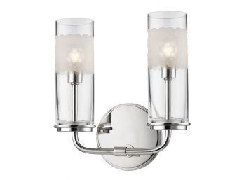 Hudson Valley Wentworth 2- Light Wall Sconce, Polished Nickel ( Retail $438 )