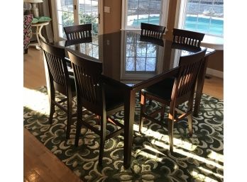High Top Table And 6 Padded Chairs