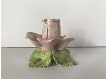 Italian Porcelain Flower Candle Stick Holder