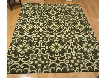 Beautiful High Pile / Relief 8' X 10' Green Floral Rug