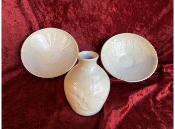 Studio Art Pottery Set 2 Bowls And A Vase Marked Woodruff Mtn