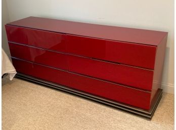 Modern Red Lacquer Dresser 72x18x29