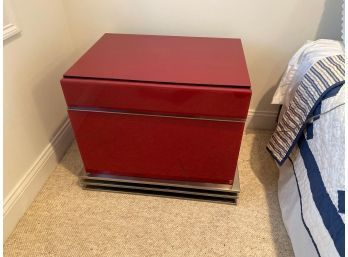 Red Lacquer Laminate End Table 26x21x19 Lot 2 Of 2