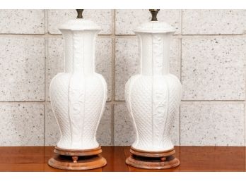 Pair Of Blanc De Chine Table Lamps