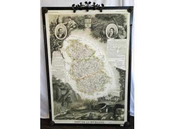 Extra Large Framed Map Of The Levasseur Department De La Haute Marne, France (Champagne Region)