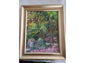 Signed Oil Painting 'Primroses In The Quarry' By Bill Matuszeski