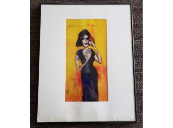 Painting Of Woman On Cell Phone, Unsigned