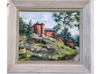 Very Special Oil Painting Titled. Maple Hill Farm' In Boonton  By A. Stasse    1950