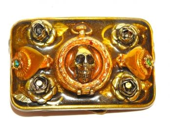 Vintage ODD Skull & Roses Belt Buckle