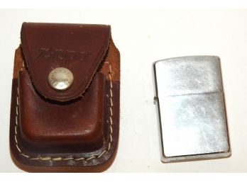 Zippo Lighter With Leather Carrying Case