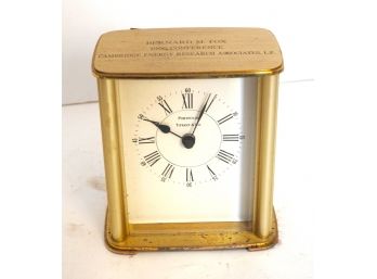 Working Portfolio Tiffany & Co. Brass Quartz Clock Inscribed On Top