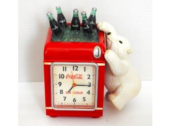 Working Coca Cola Polar Bear Clock Bank