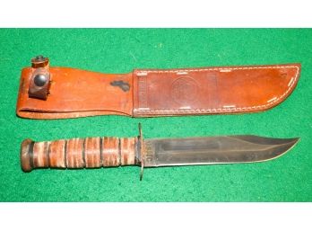 Vintage USMC KA-BAR Bowie Knife With Sheath