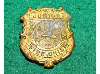 Vintage Metal Junior Fire Chief Badge