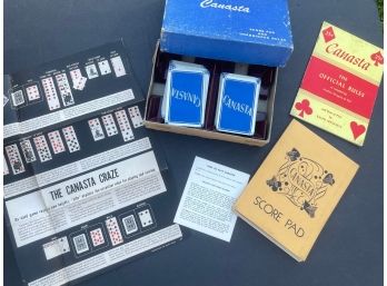 Circa 1950 Vintage Canasta Boxed Game Set & Booklet Lot