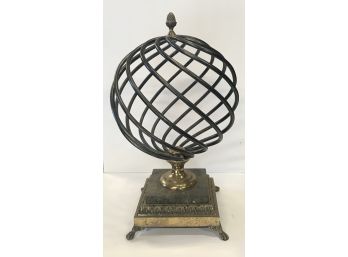 Decorative - Twisted Steel Orb Decor With Marble Base.