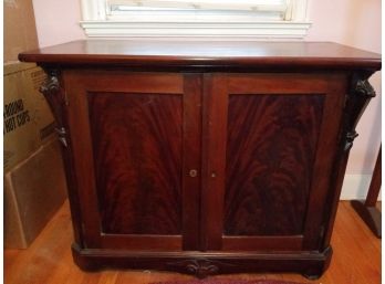 Beautiful Antique Cabinet With Shelf, Great Finish Wooden Casters.