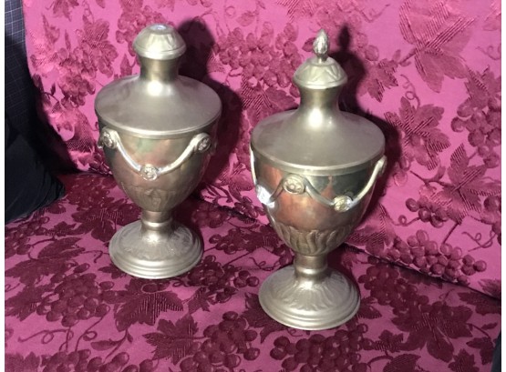 Pair Vintage Glass Urns - AS IS