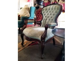 Victorian Parlor Chair In Blue Velvet