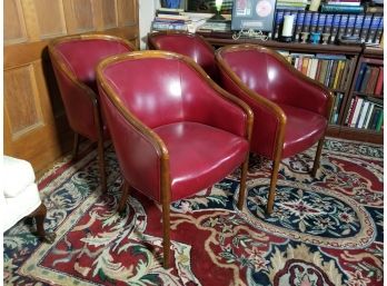 Vintage Leather Bucket Chairs - Set Of 4