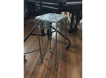 Wrought Iron And Marble Plant Stand