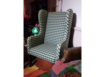 Vintage Gingham Check Wing Back Chair
