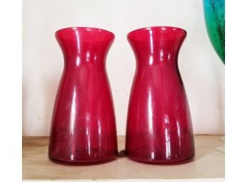 Pair Crabnerry Glass Vases