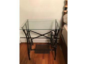 Glass Top Iron Sewing Table