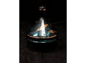 Blue Glass Lidded Bowl