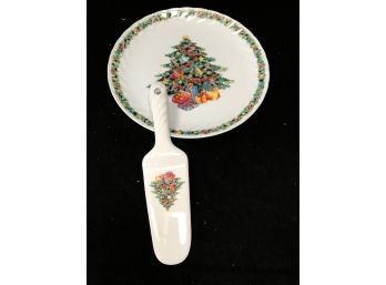 Christmas Joy Fine Porcelain Cake Plate And Server