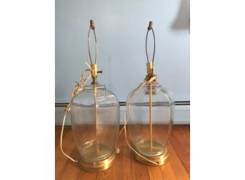 Pair Of Clear Glass Table Lamps