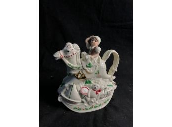 Lenox Holiday Elf And Rocking Horse Teapot