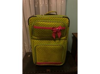 Polka Dot Luggage Bag With Bow