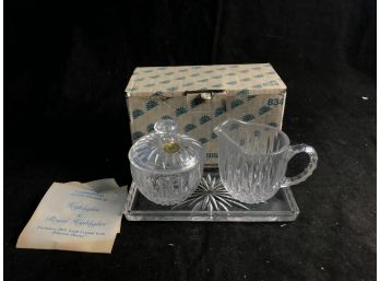 Princess House Crystal Sugar And Creamer Set With Tray