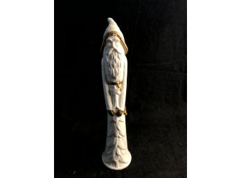 White And Gold Tone Ceramic Christmas Figure