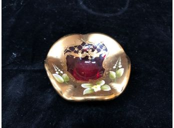 Small Red And Gold Trinket Dish