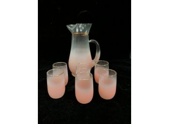 Pink Blendo Pitcher And Glass Set