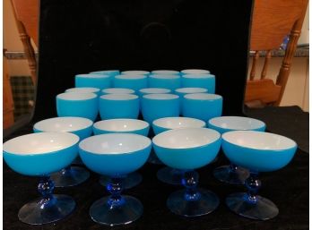 Blue And White Stemmed Glasses