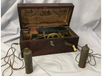 RARE ! Incredible Antique 1860 Quack Medical Electro Shock Device - The Davis & Kidder For Nervous Diseases