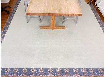 Area Rug With Topiary Tree Pattern Border